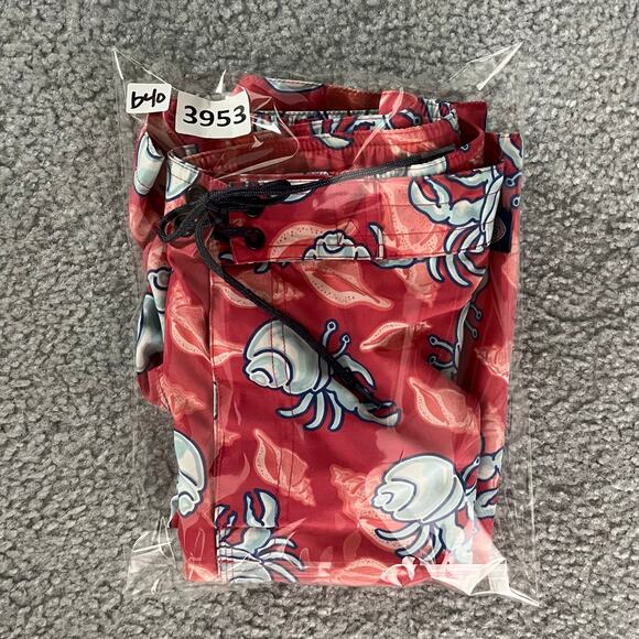 Vineyard Vines Swimming Trunks Mens Large Red Hermit Crab Print Quick Dry Short - Picture 8 of 8